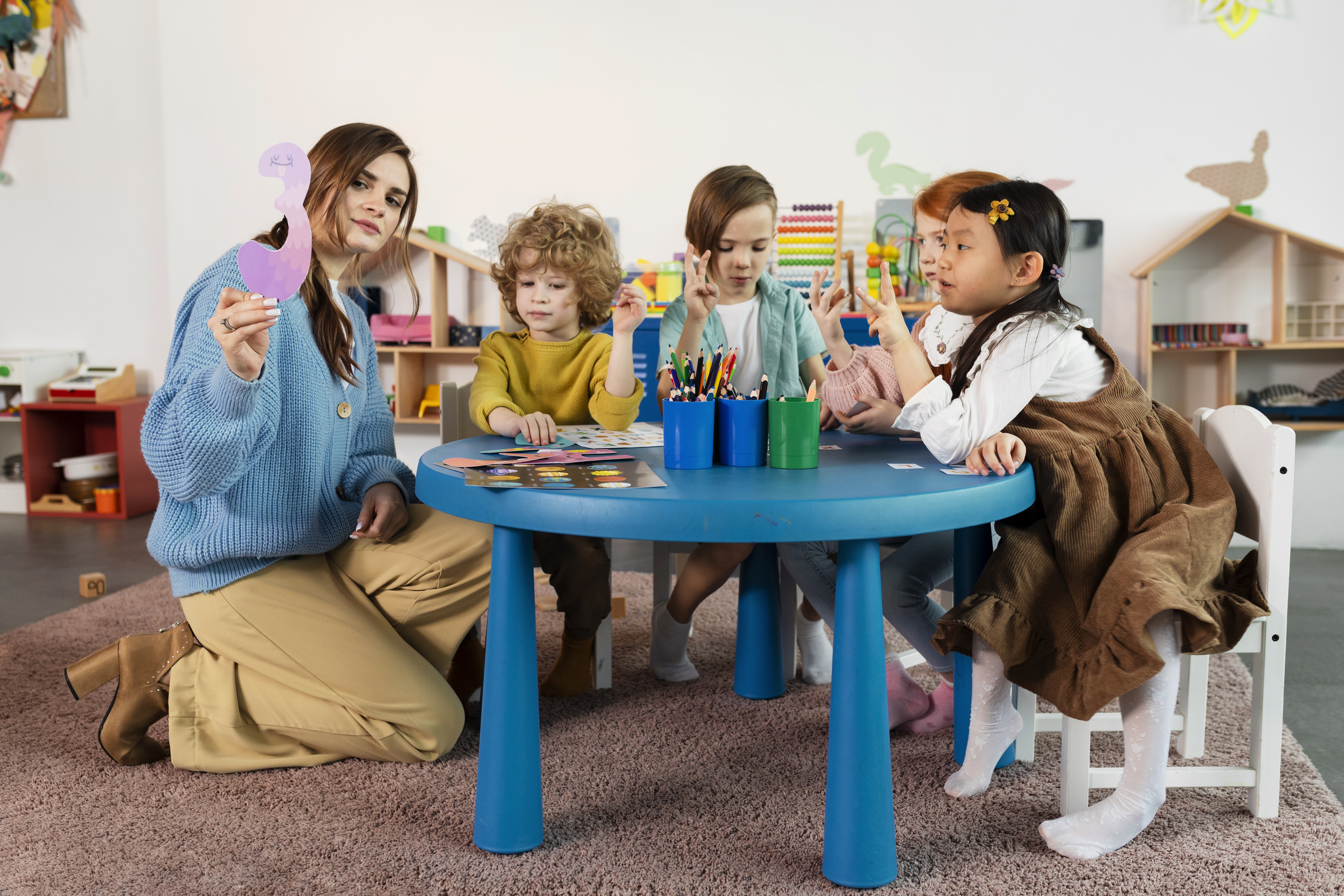 Children sitting together at a table